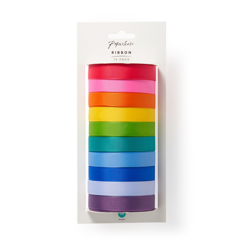 image 1 of Paperchase Rainbow 10 Pack Ribbon Set 