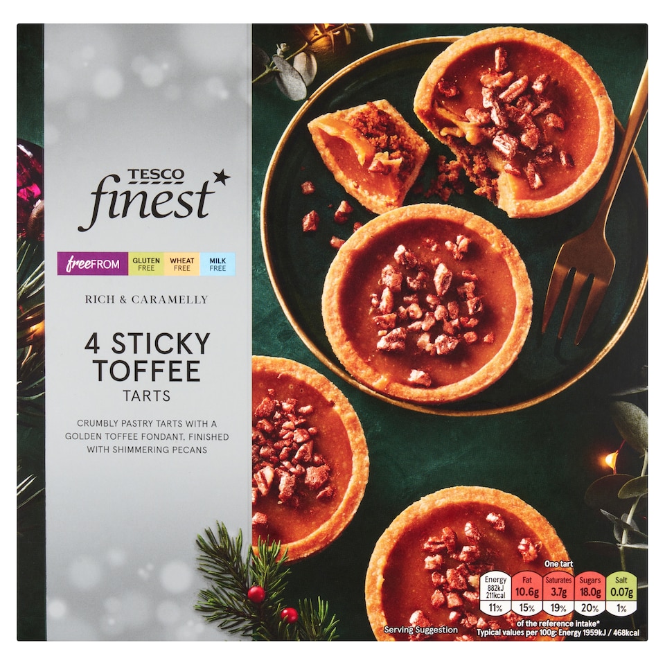 Tesco Finest Free From 4 Sticky Toffee Tarts 180g