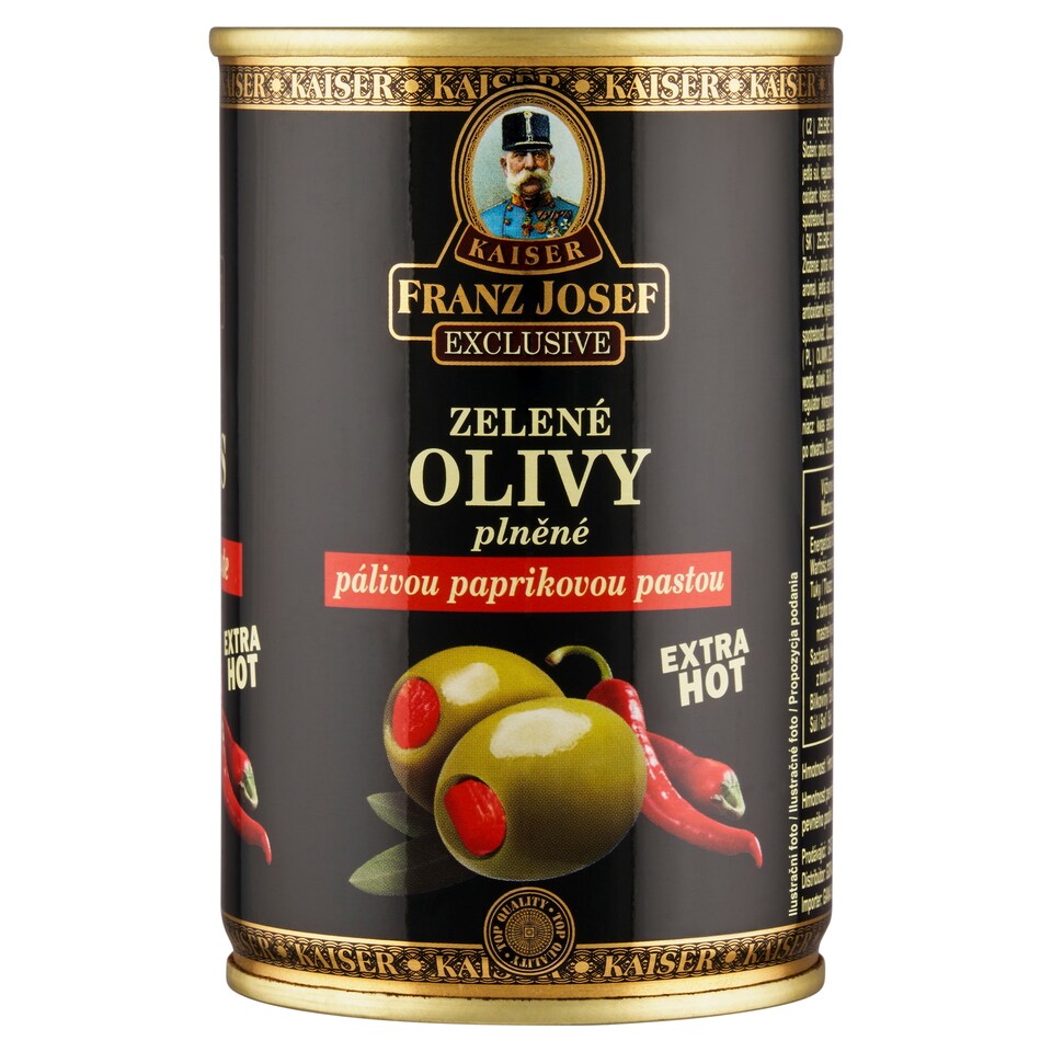 image 1 of Franz Josef Kaiser Exclusive Green Olives Stuffed with Hot Pepper Paste 300 g