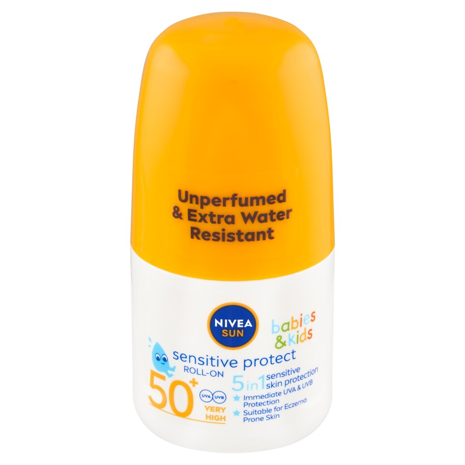 Obrázek 1 pro produkt Nivea Sun Sensitive Protect Dětské mléko na opalování v kuličce OF 50+ 50ml