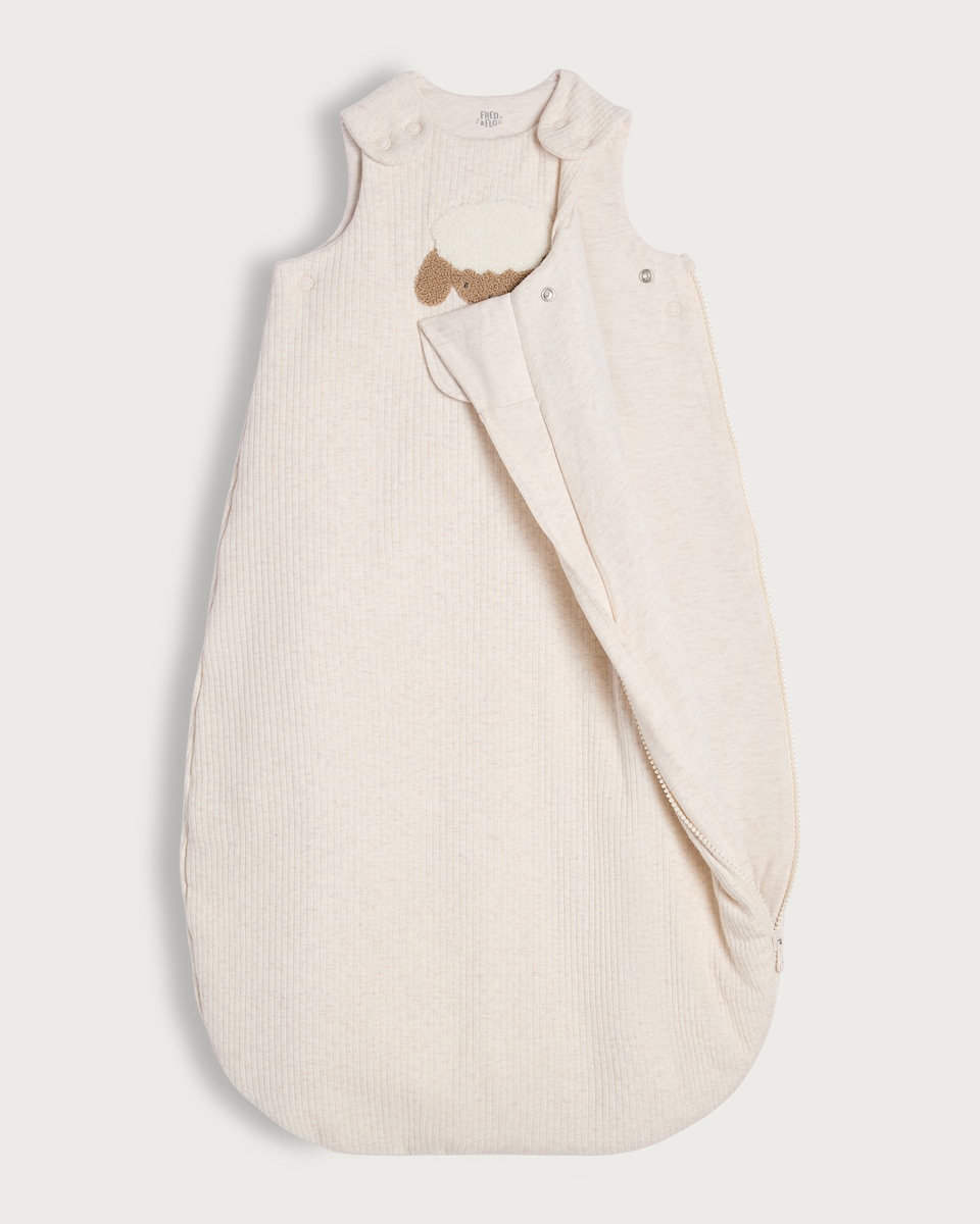 image 1 of F&F Baby Cotton Rich Sleepyhead Sheep 2.5 Tog Sleep Bag in Neutral/Natural