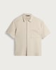 image 5 of F&F Textured Pique Short Sleeved Button Front Shirt in Sand