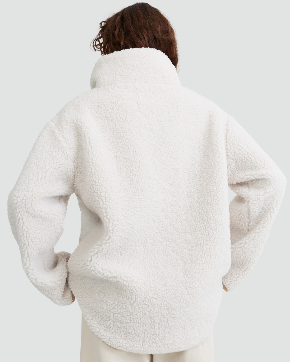 image 1 of F&F Active Fleece Textured Half Zip Pullover in Cream