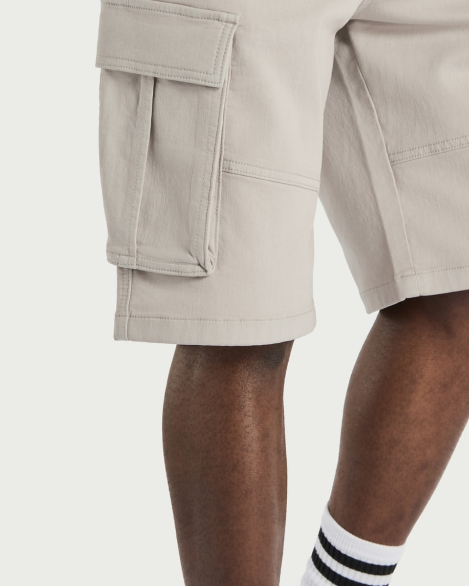 image 1 of F&F Cotton Rich Drawstring Cargo Shorts in Grey