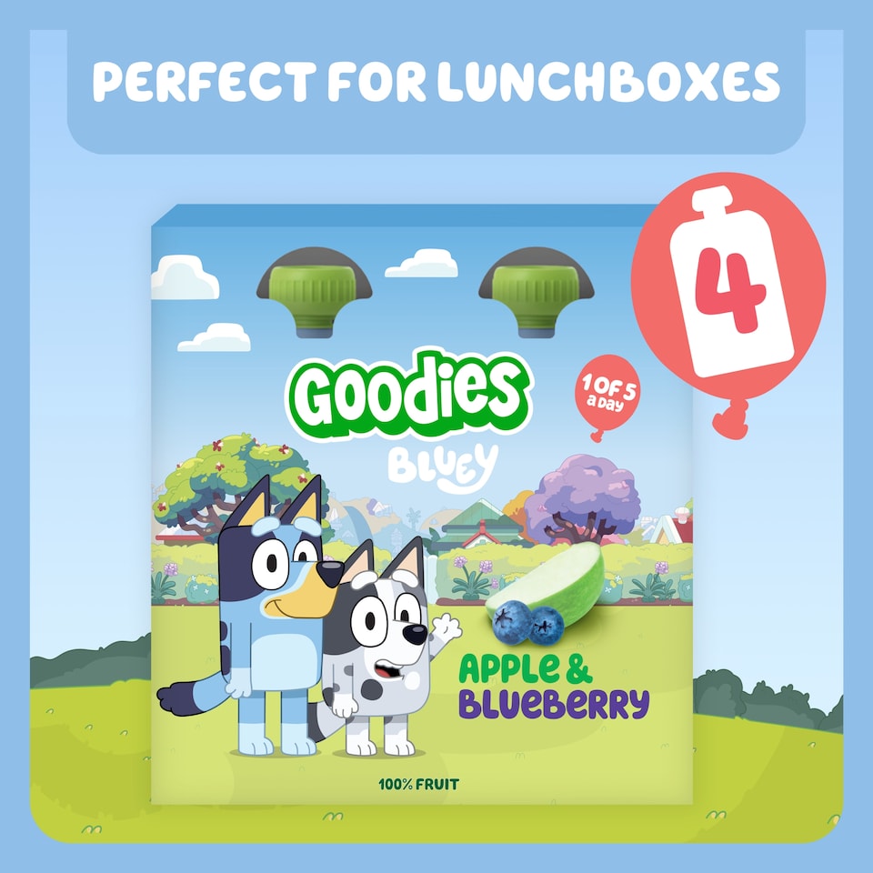 image 1 of Goodies Bluey Apple & Blueberry Pouch 4x100g