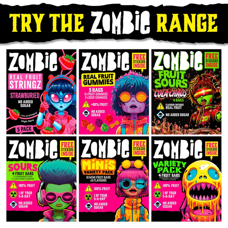 image 1 of Zombie Strawberry Fruit Snack Bar Multipack 4x25g