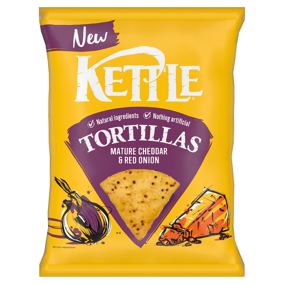 KETTLE Tortilla Mature Cheddar & Red Onion 140g