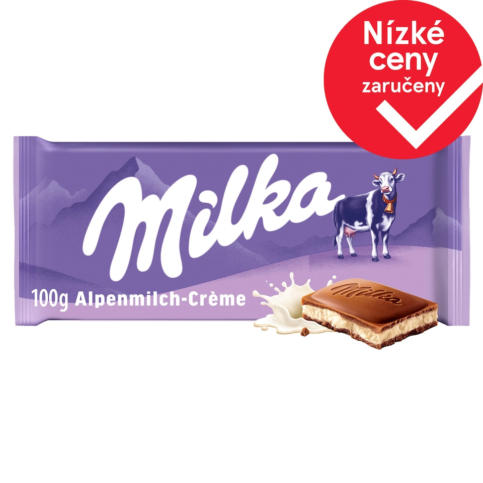 Milka čokoláda Mléčná z alpského mléka s mléčnou náplní 100g