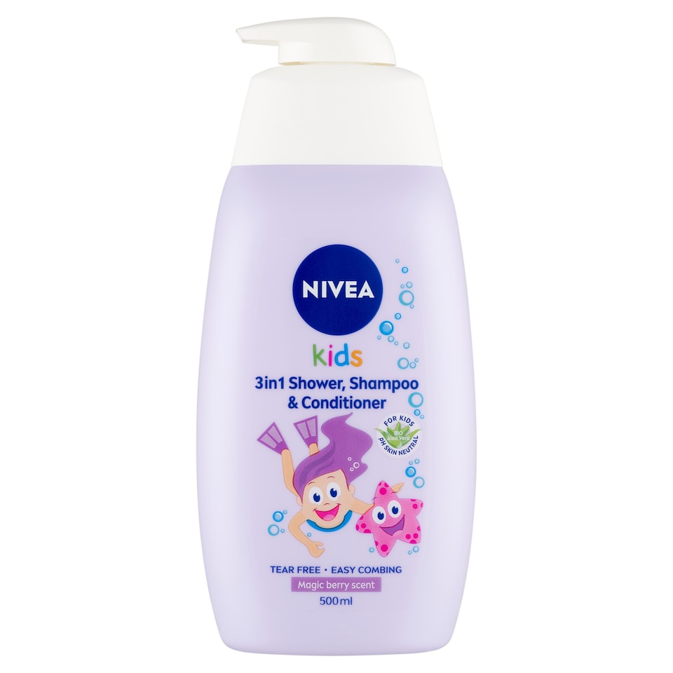 image 1 of NIVEA Kids Magic Berry 3in1 Shower, Shampoo & Conditioner with Chamomile & Bio Aloe Vera 500 ml