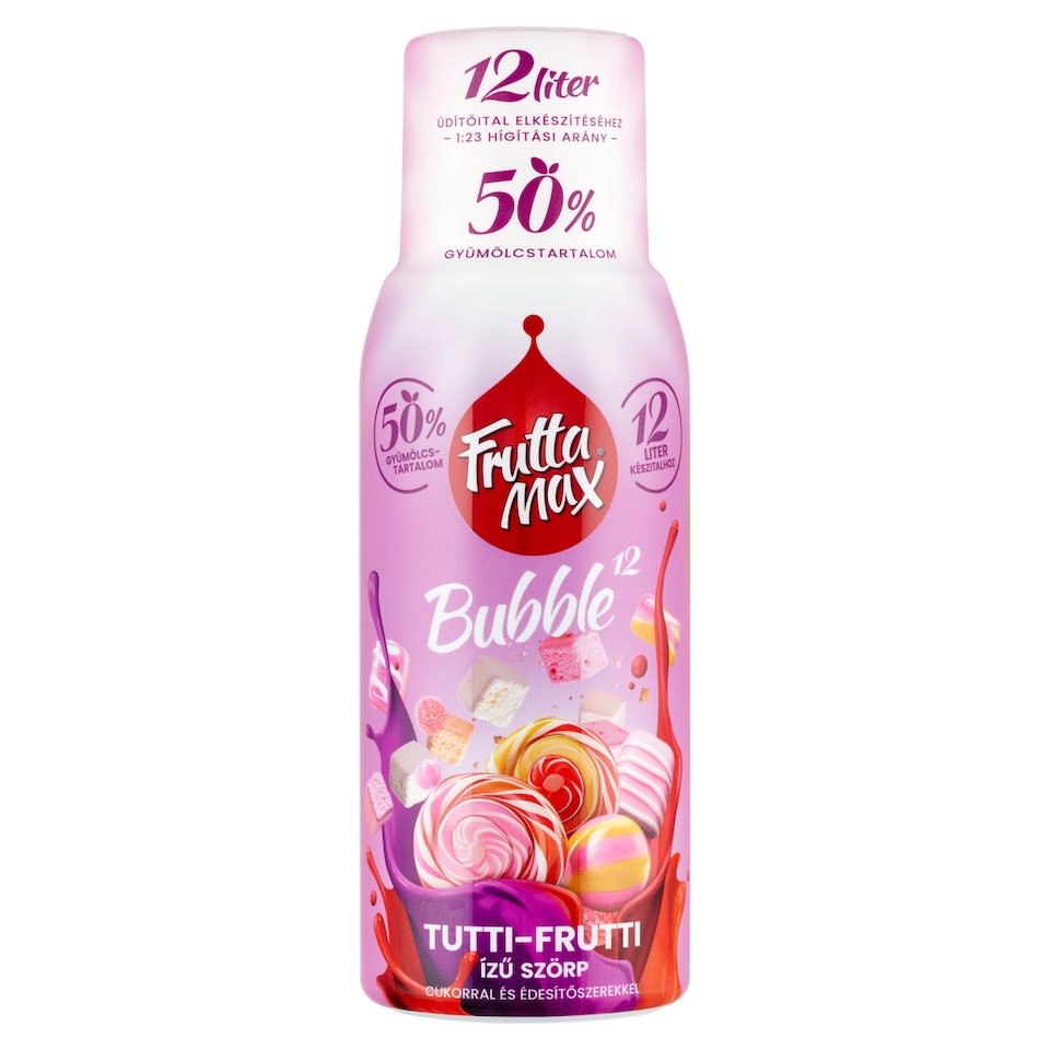 FruttaMax Bubble¹² tutti-frutti ízű szörp cukorral és édesítőszerekkel 500 ml