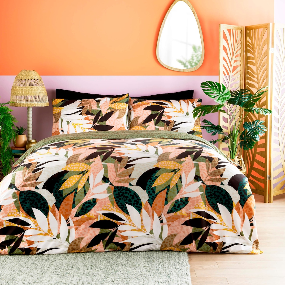 image 1 of Cosmo Living Graphix Leaf Duvet Set Double