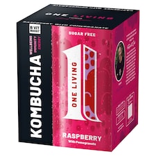 One Living Raspberry with Pomegranate Kombucha Sugar Free 4x250ml