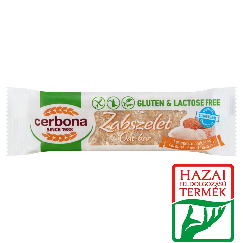 Cerbona gluténmentes, laktózmentes karamell-mandula ízű zabszelet 40 g  1. kép