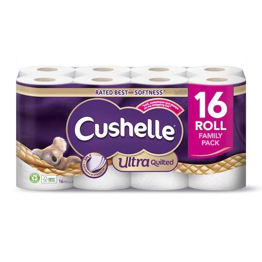 Cushelle Ultra Quilted 3 Ply 16 Roll Family Pack Tesco Groceries