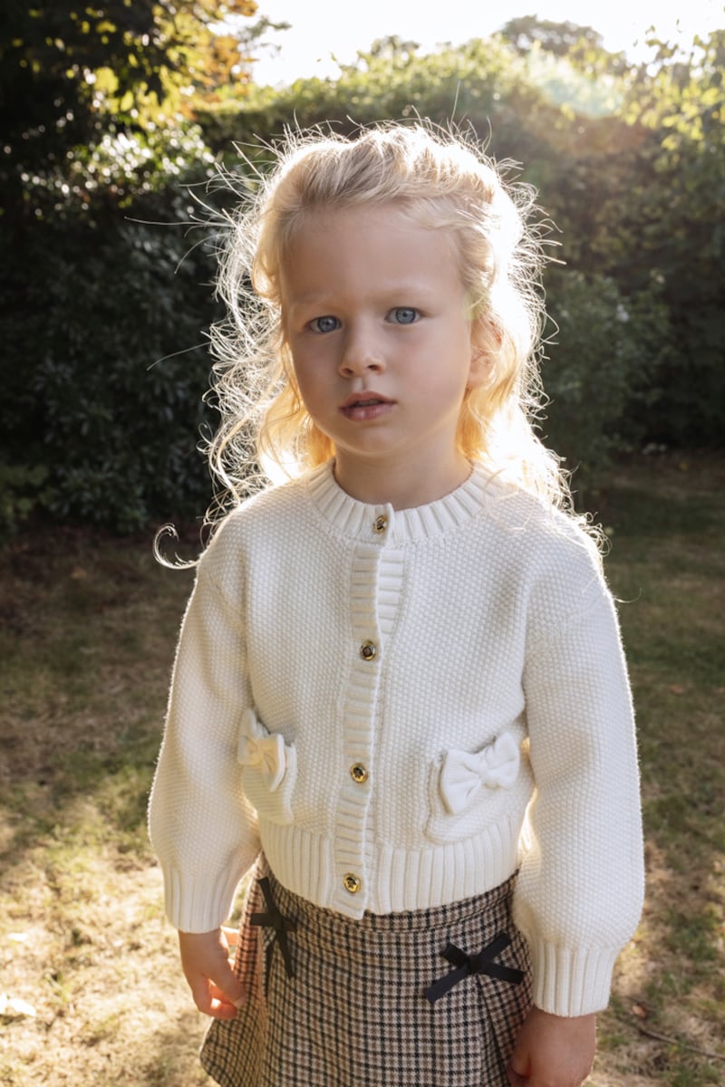 image 1 of F&F x Samantha Faiers Bow Pocket Cardigan in Cream