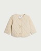 image 4 of F&F Girls Quilted Bow Front Jacket in Cream