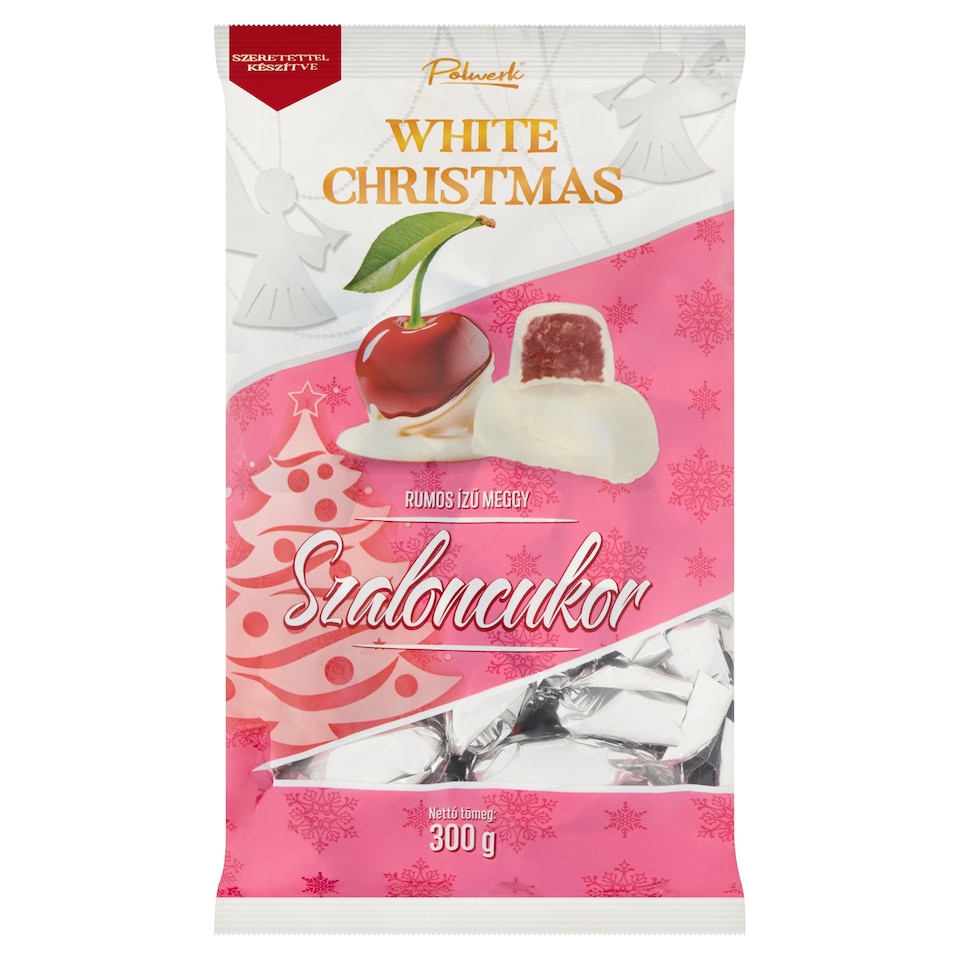 Polwerk White Christmas Rum-Flavored Sour Cherry Christmas Candy 300 g