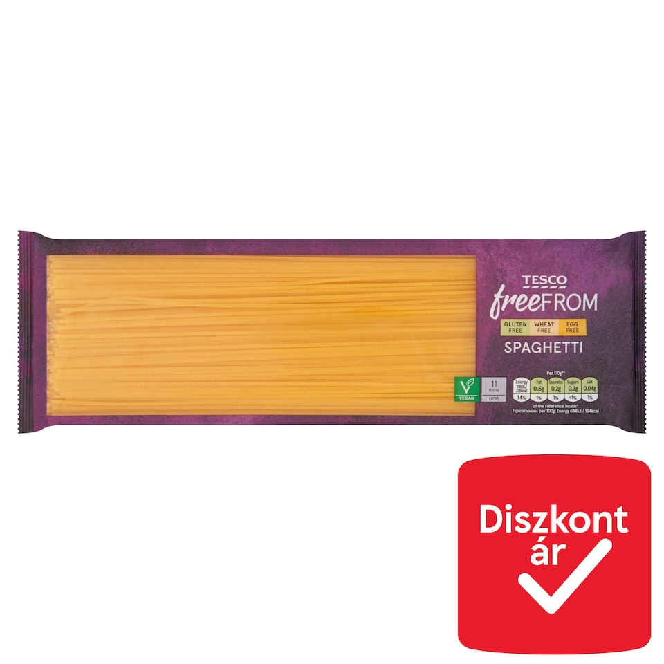 Tesco Free From Spaghetti kukoricalisztből és rizslisztből készült száraztészta 500 g