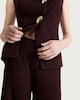 image 3 of The F&F Edit Textured Wide Leg Co-ord Trousers in Burgundy