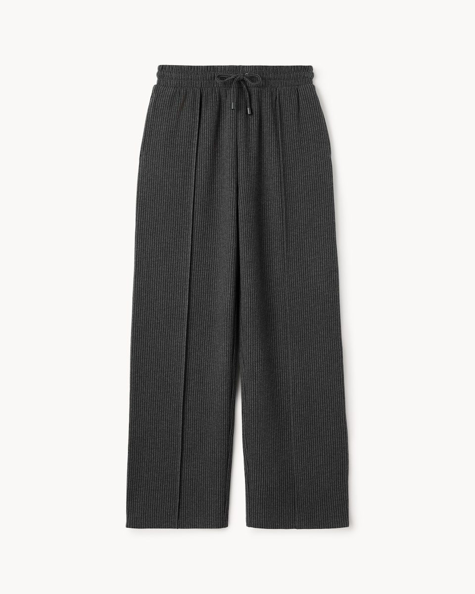 image 1 of F&F Active Ribbed Wide Leg Joggers in Grey Marl