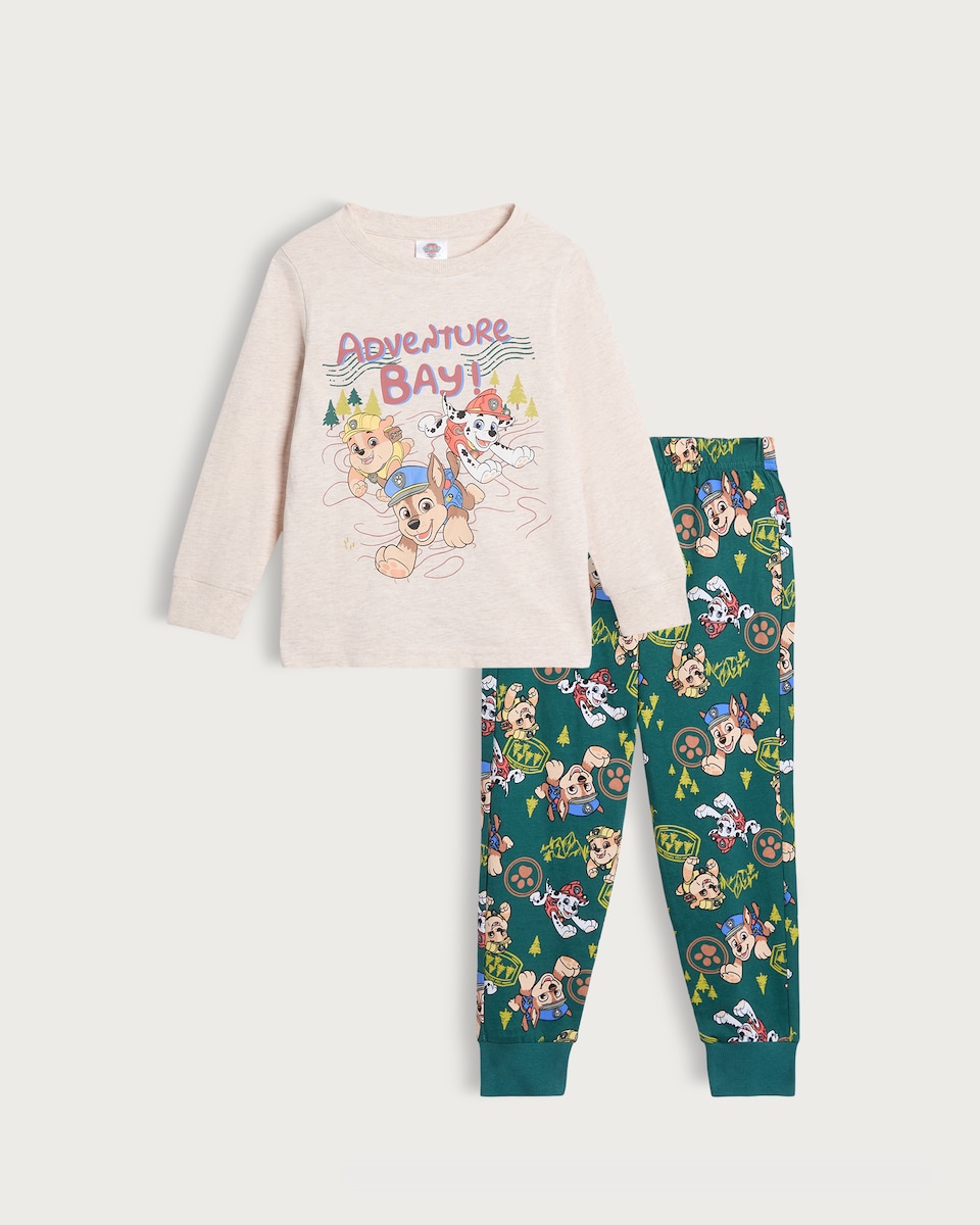 image 1 of Paw Patrol Pure Cotton Print Pyjama Set in Green Multi