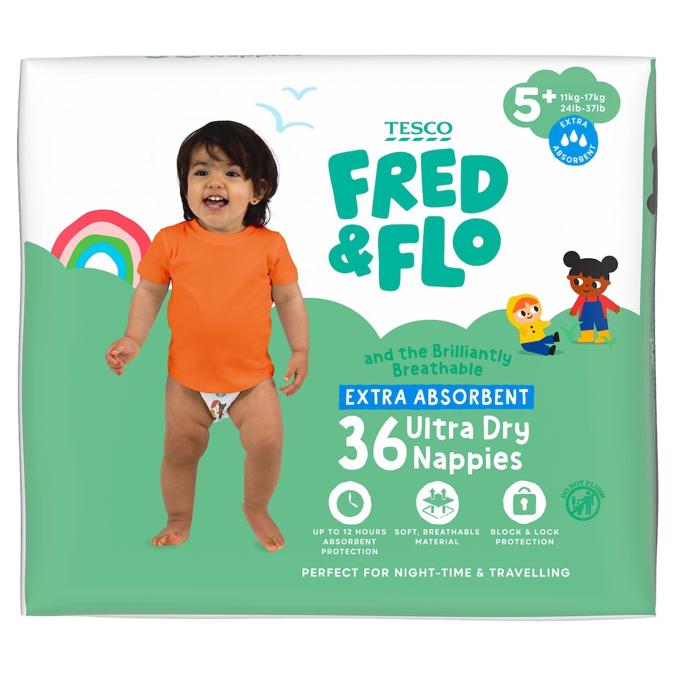 Fred & Flo 36 Ultra Dry Nappies 5+