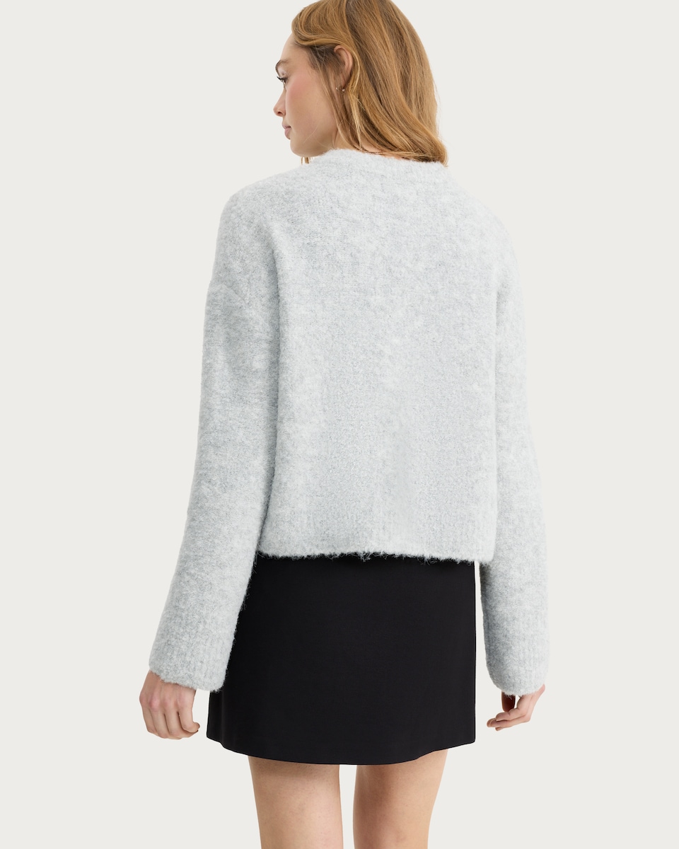 image 1 of F&F Boucle Textured Button Front Cardigan with Wool in Grey