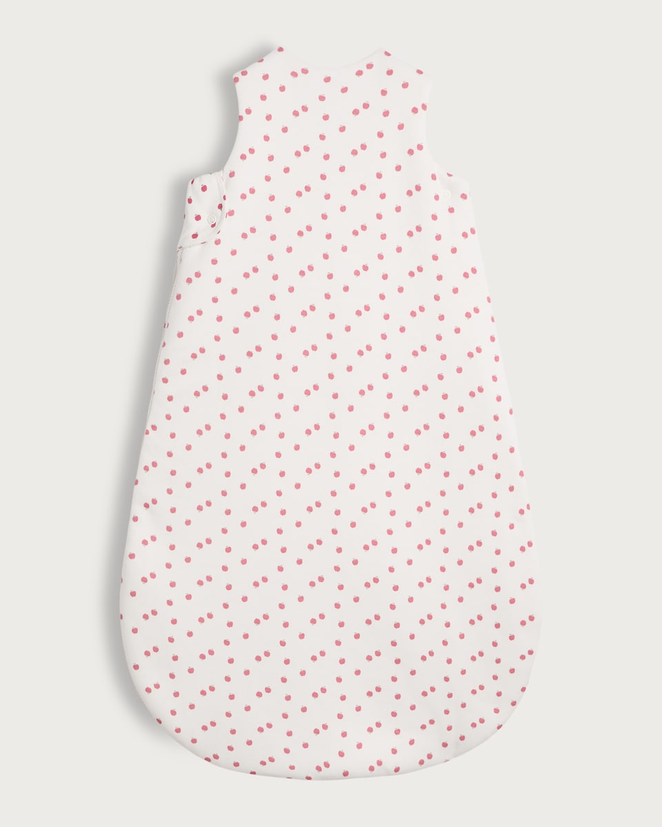 image 1 of F&F Baby Pure Cotton Apple Print 2.5 Tog Sleeping Bag in White
