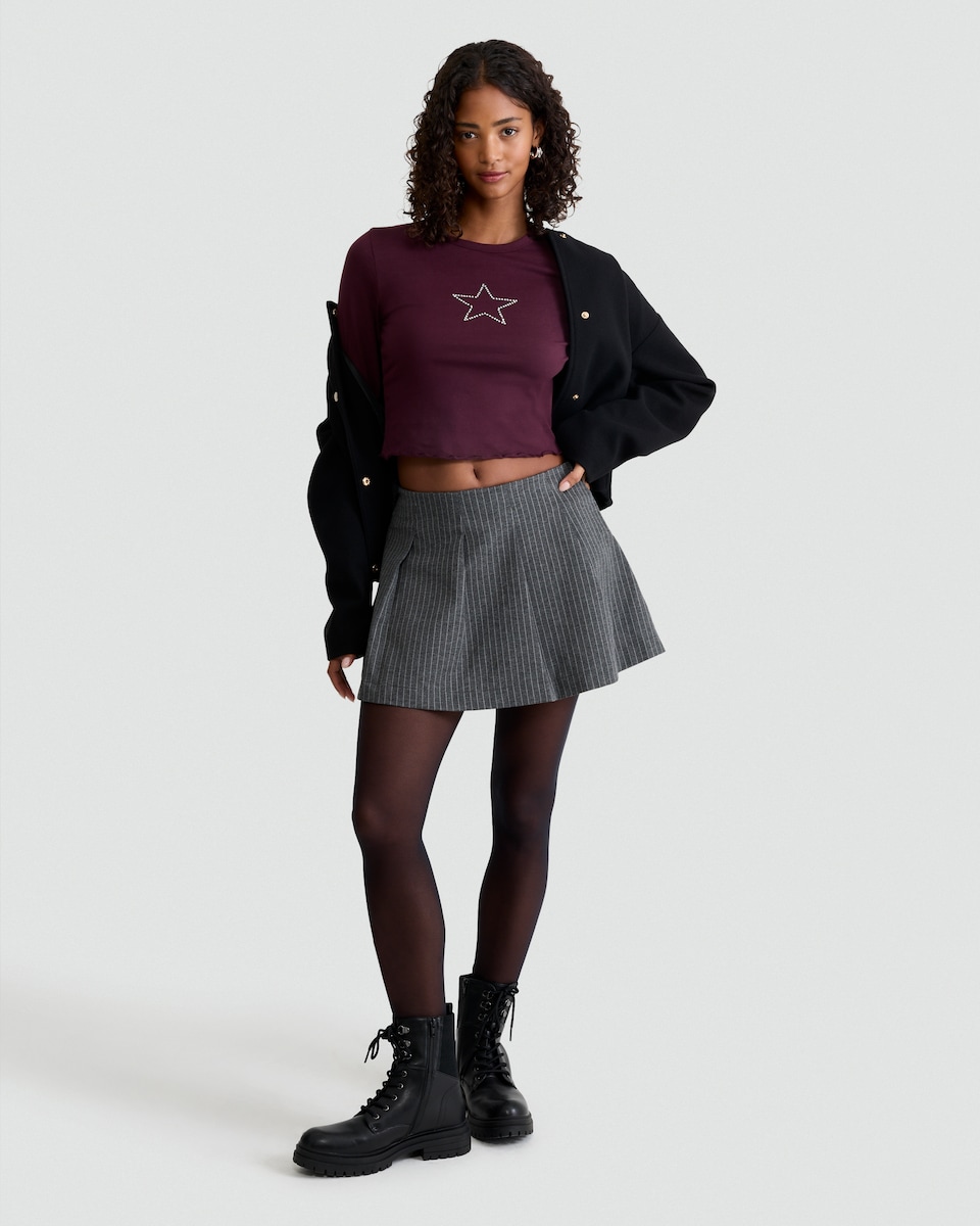 image 1 of OH ME OH MY Pure Cotton Diamanté Star Top in Purple