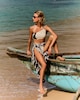 image 4 of F&F Shell Print Tie Side Sarong in Multi Black White