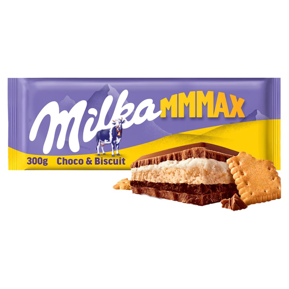 Milka čokoláda Mmmax Choco & Biscuit mliečna so sušienkou a krémom 300 g