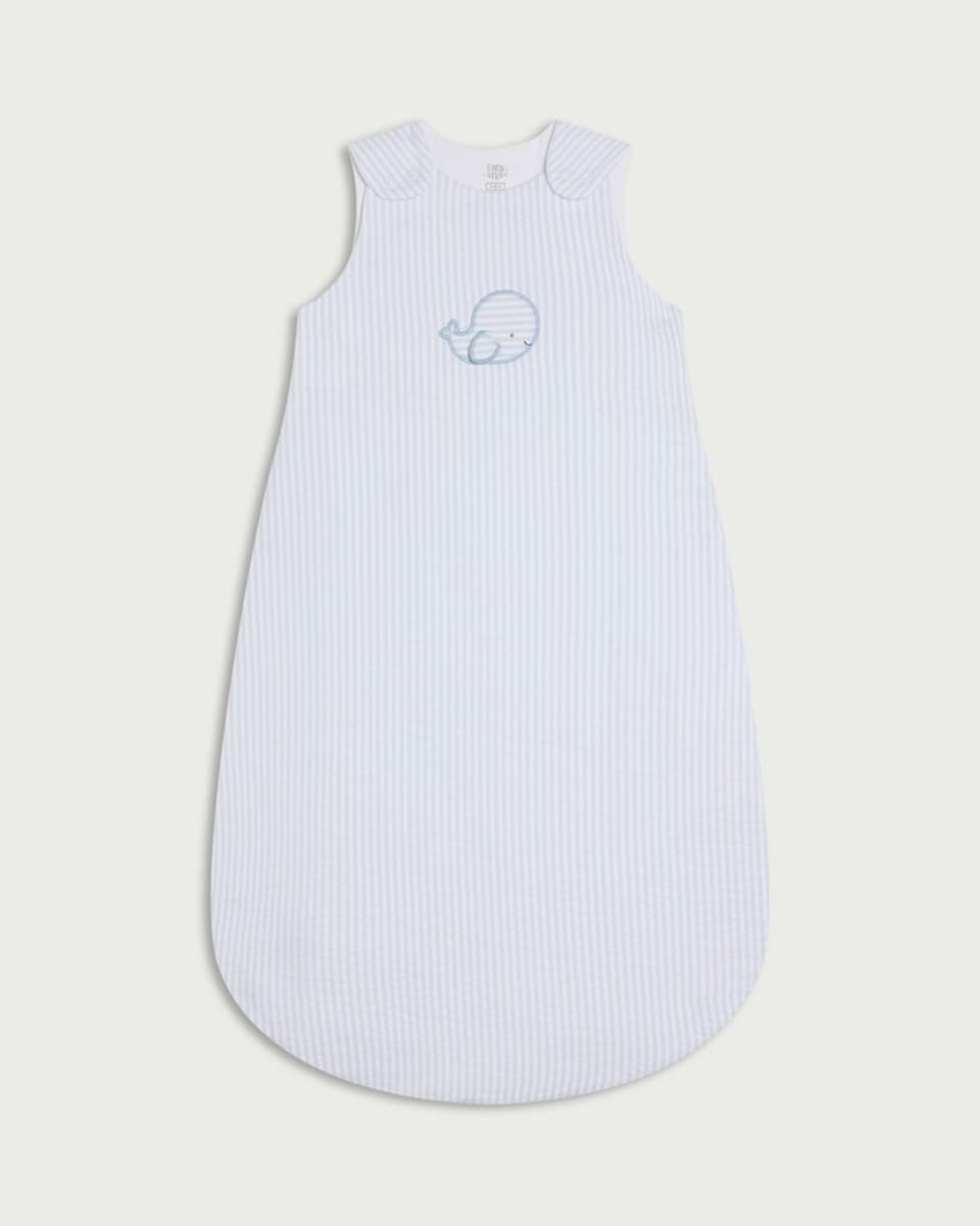 image 1 of F&F Baby Pure Cotton Striped 1.5 Tog Sleeping Bag in Grey