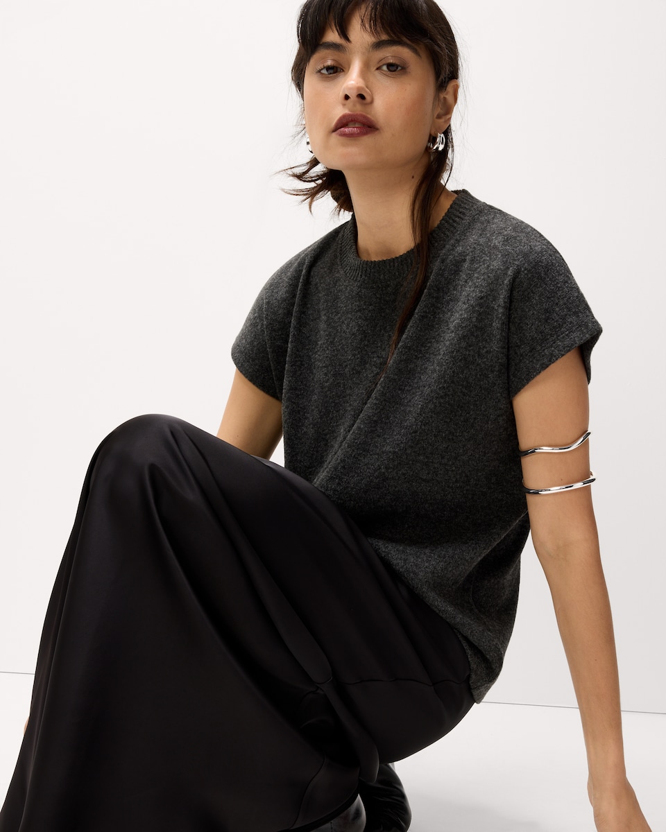 image 1 of F&F Satin Midi Slip Skirt in Black