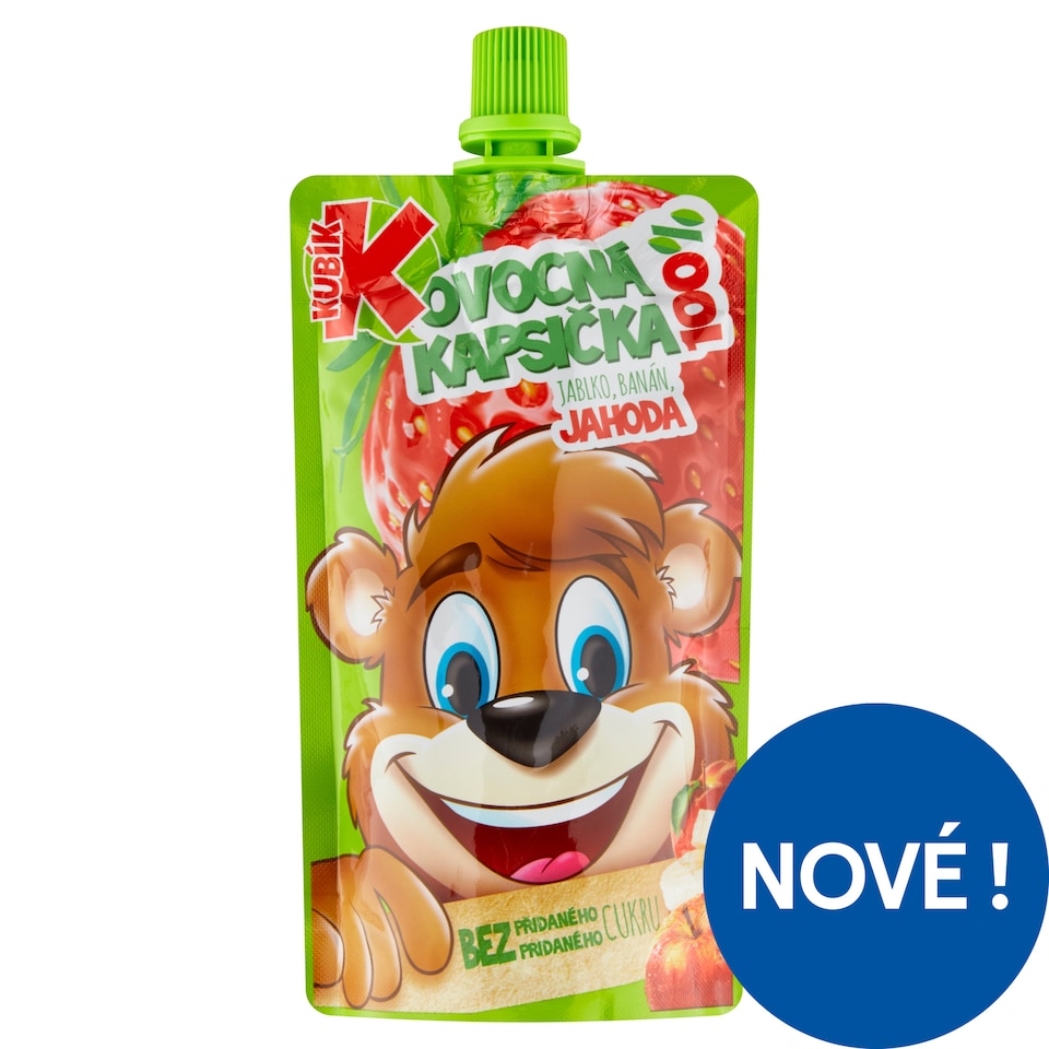 Kubík 100% ovocná kapsička jablko banán jahoda 100g