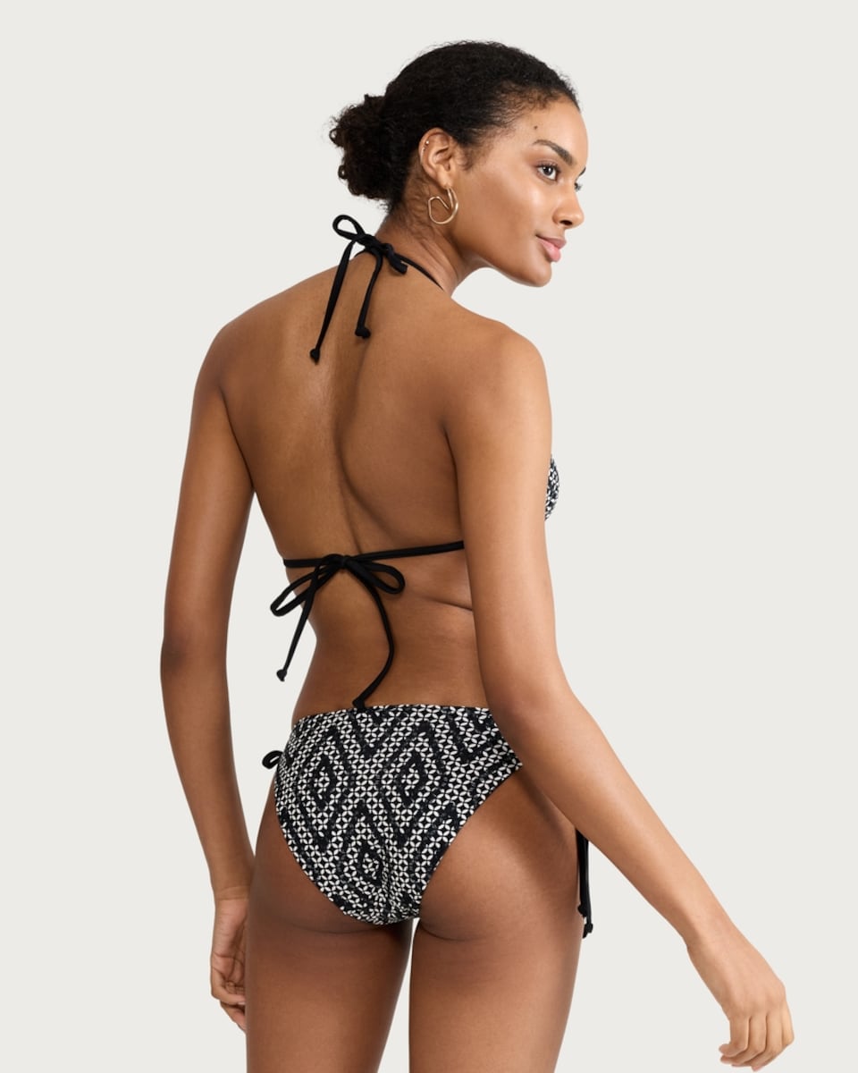 image 1 of F&F Geometric Print Triangle Bikini Top in Multi Black
