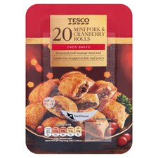 Tesco 20 Mini Pork & Cranberry Rolls 200G