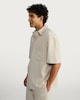 image 3 of F&F Textured Pique Short Sleeved Button Front Shirt in Sand