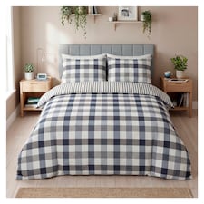 Silentnight Supersoft Check Reversible Duvet Cover Set Double