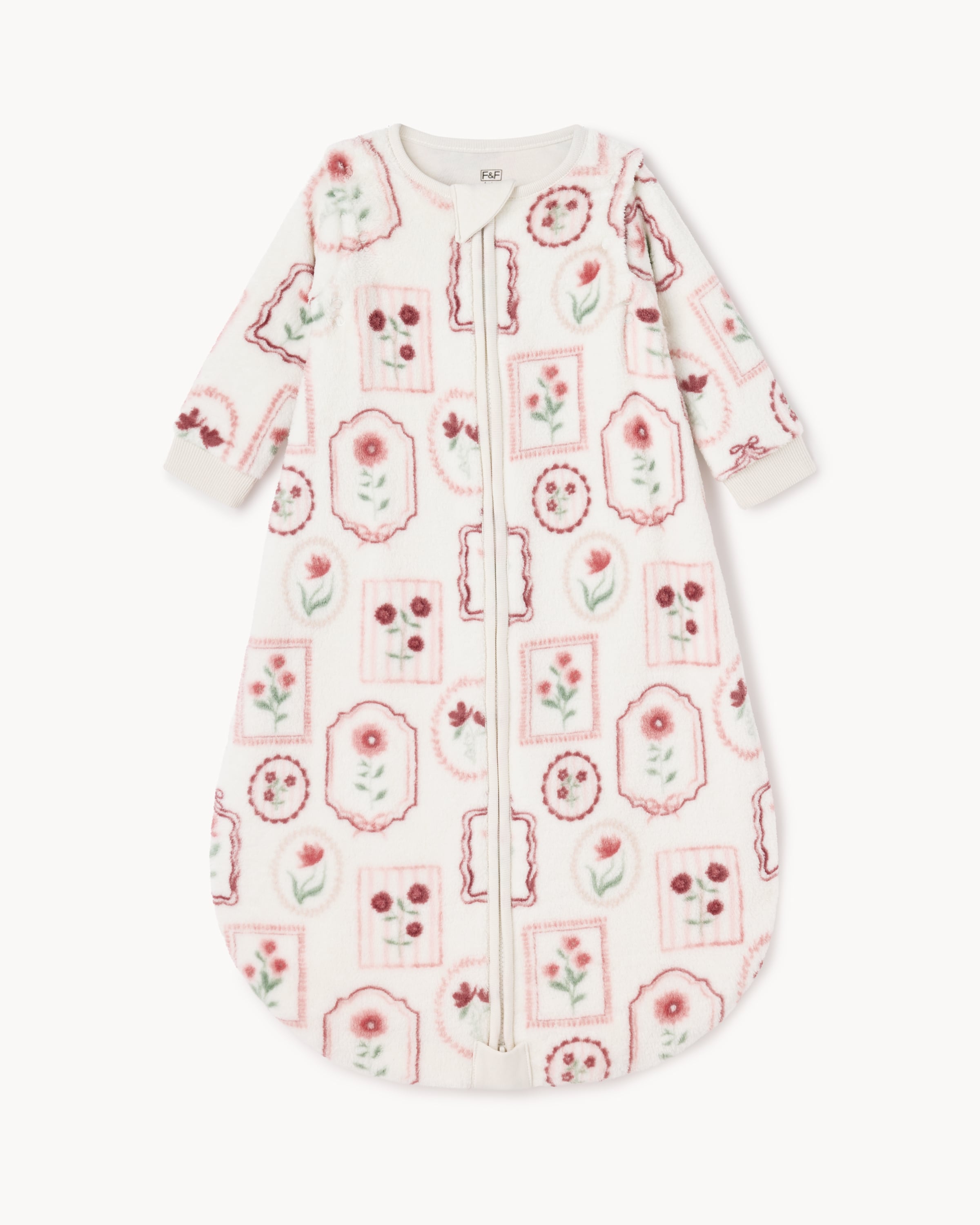 F&F Baby Floral Long Sleeved Fleece 1.5 Tog Sleeping Bag in Pink, 6-12 Months