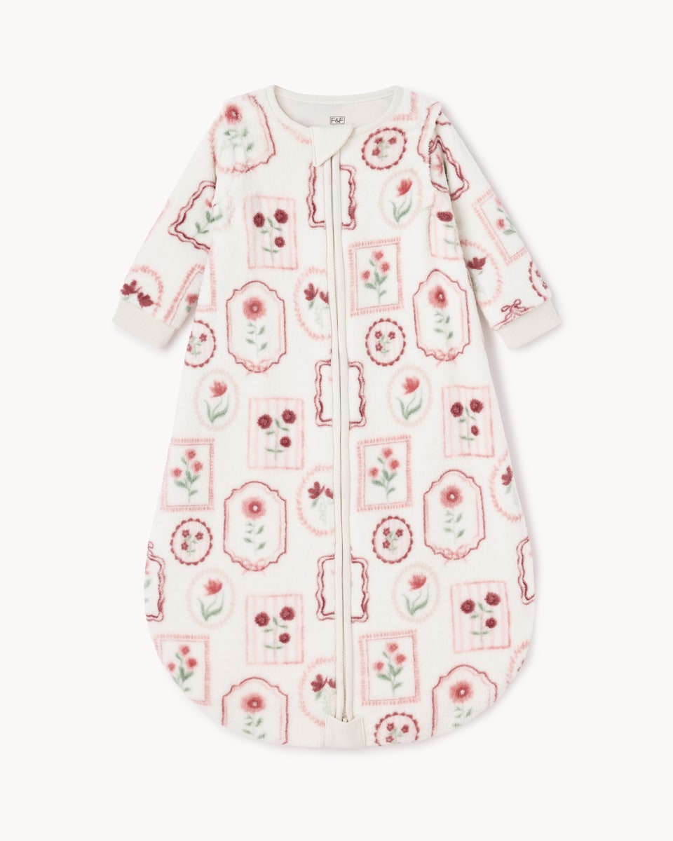 image 1 of F&F Baby Floral Long Sleeved Fleece 1.5 Tog Sleeping Bag in Pink