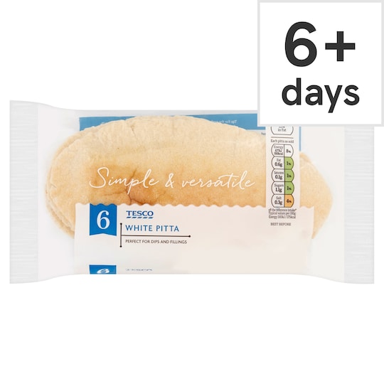 Tesco 6 White Pitta Bread Tesco Groceries