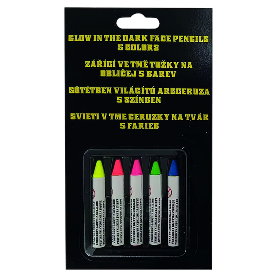 Glow in the Dark Face Pencils 5 Colors 5 x 2 g (10 g)