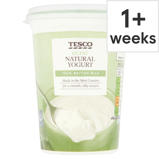 Tesco 0 Fat Natural Yogurt 500G Tesco Groceries