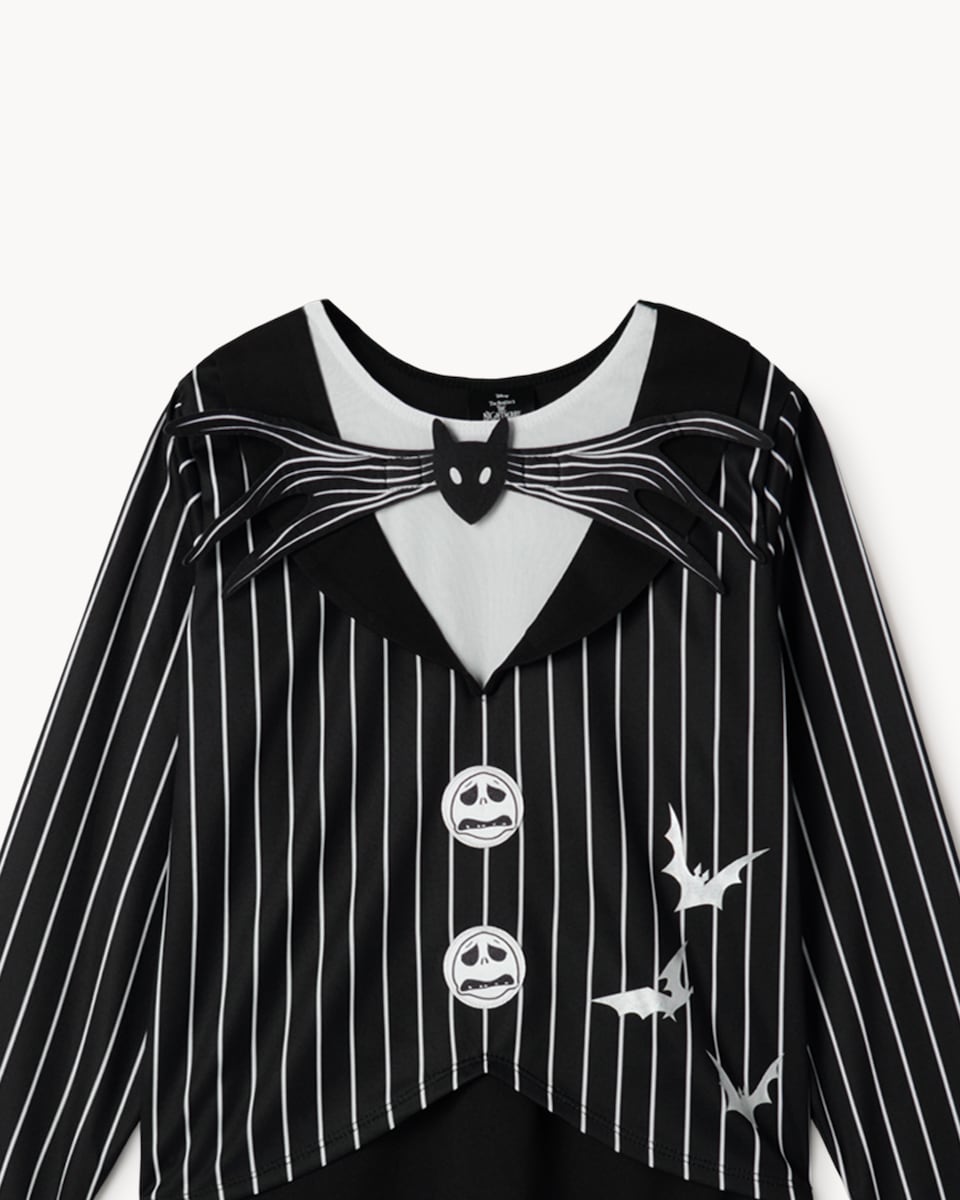 image 1 of Jack Skellington Halloween Fancy Dress Costume in Black