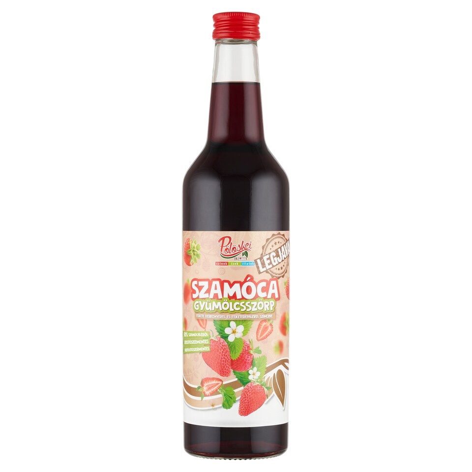 Pölöskei Strawberry Fruit Syrup Colored with Black Rowan and Blackcurrant Juice 0,7 l