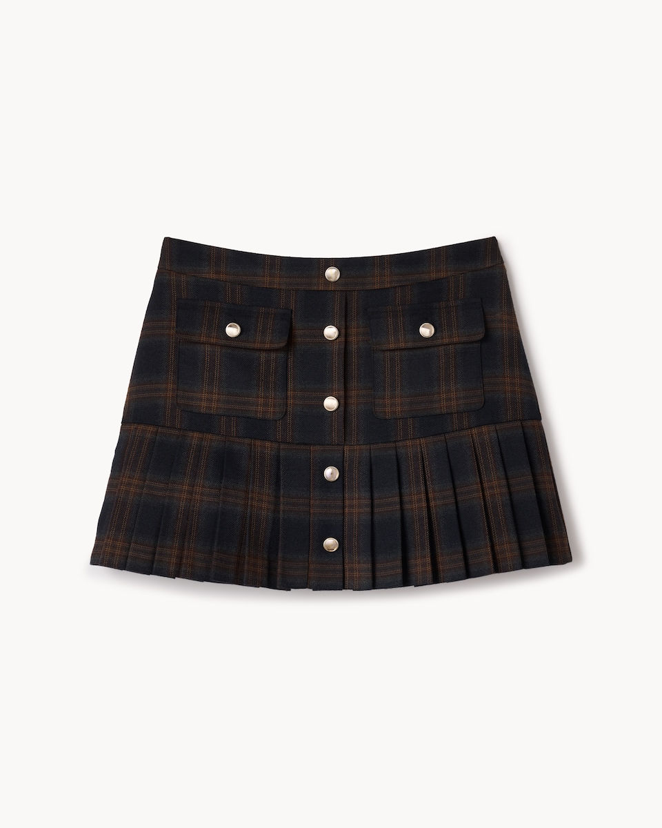 image 1 of F&F Check Pleated Mini Skirt in Multi
