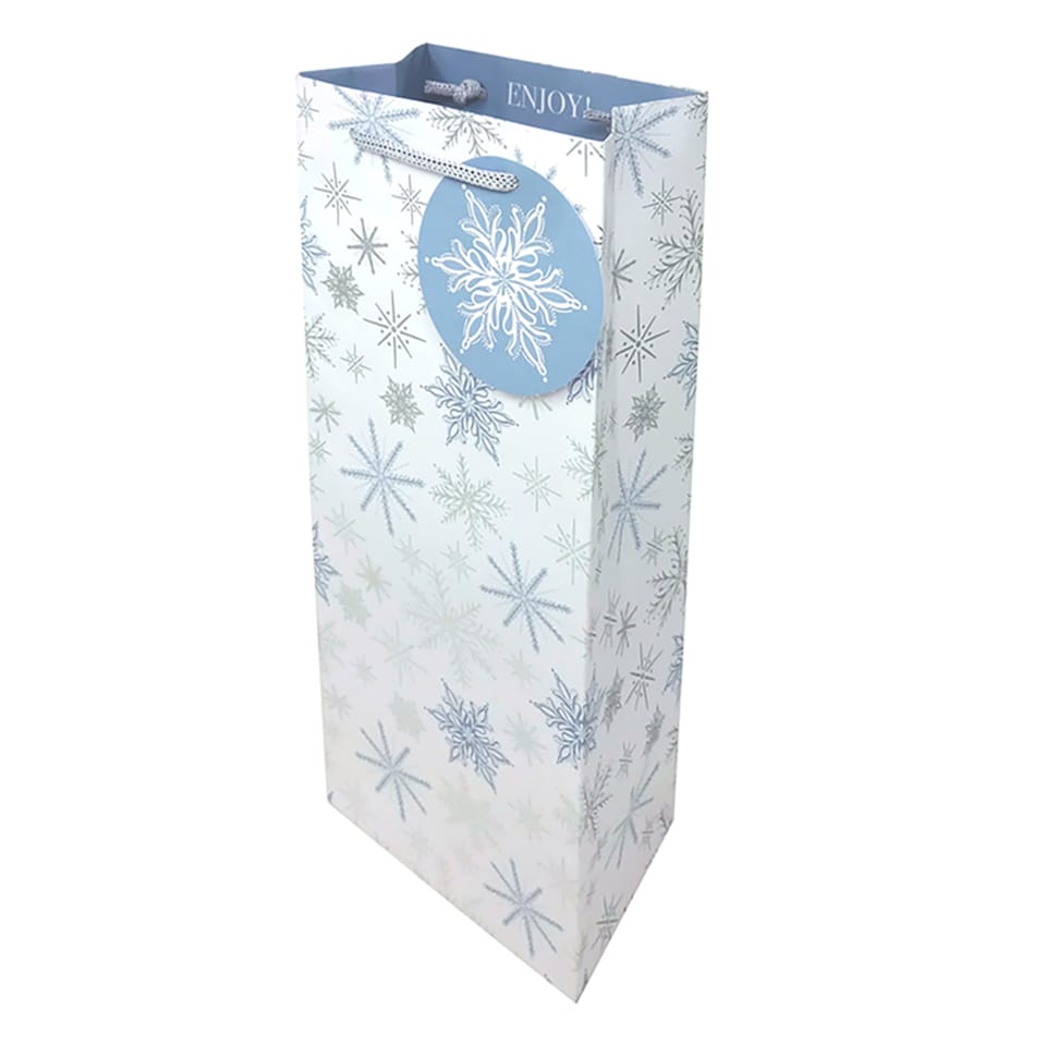 image 1 of Tesco Snowflake Bottle Gift Bag
