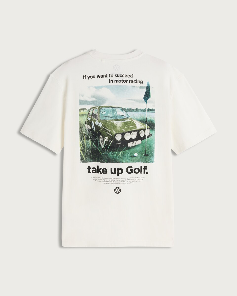 image 1 of Volkswagen Pure Cotton Golf T-Shirt in Cream