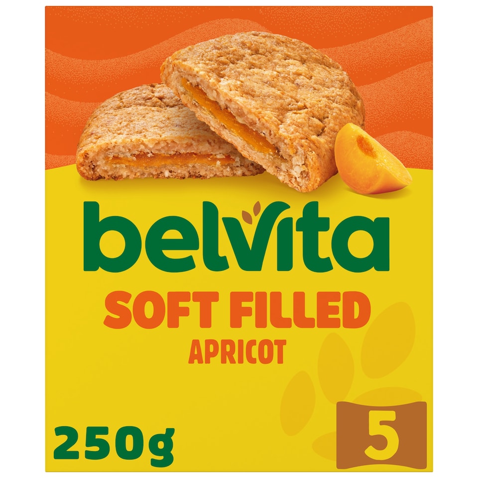 Belvita Breakfast Soft Bakes Apricot Filled Cereal Snack Bars Pack 5 x 50g