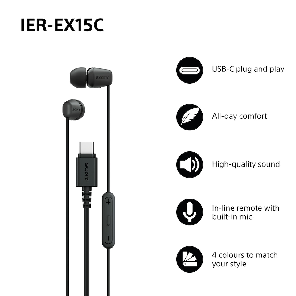image 1 of SONY IN EAR Black wired USB C